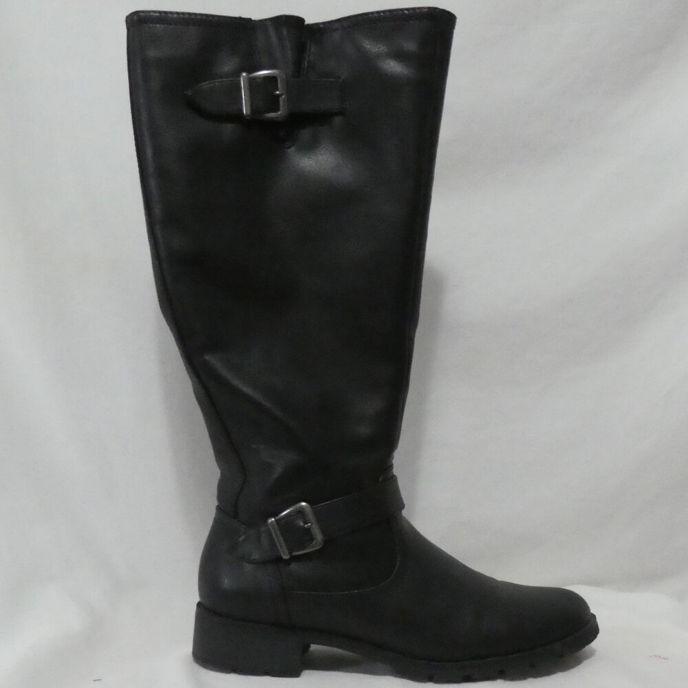 TAXI | size 10 | Classic Black Knee-High Boots | Zipper and Buckle | Lined - Picture 3 of 12